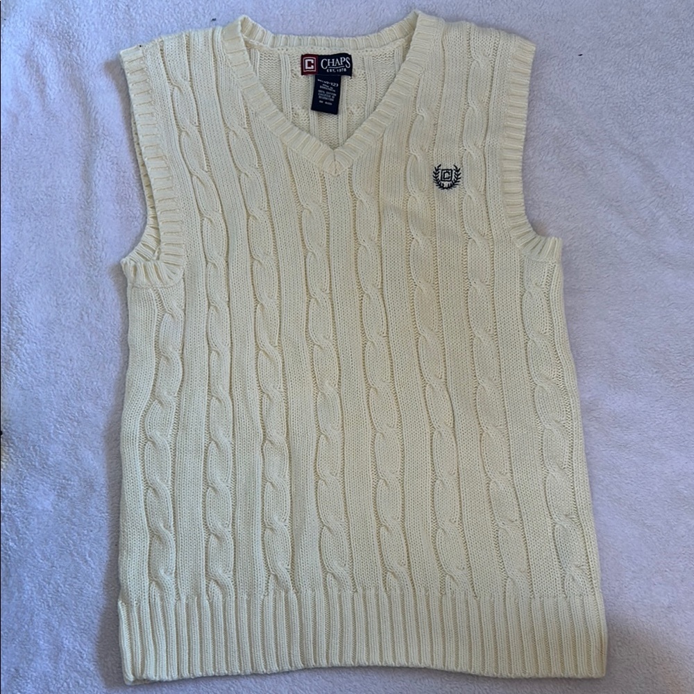 Cream Cable Knit Chaps Sweater Vest